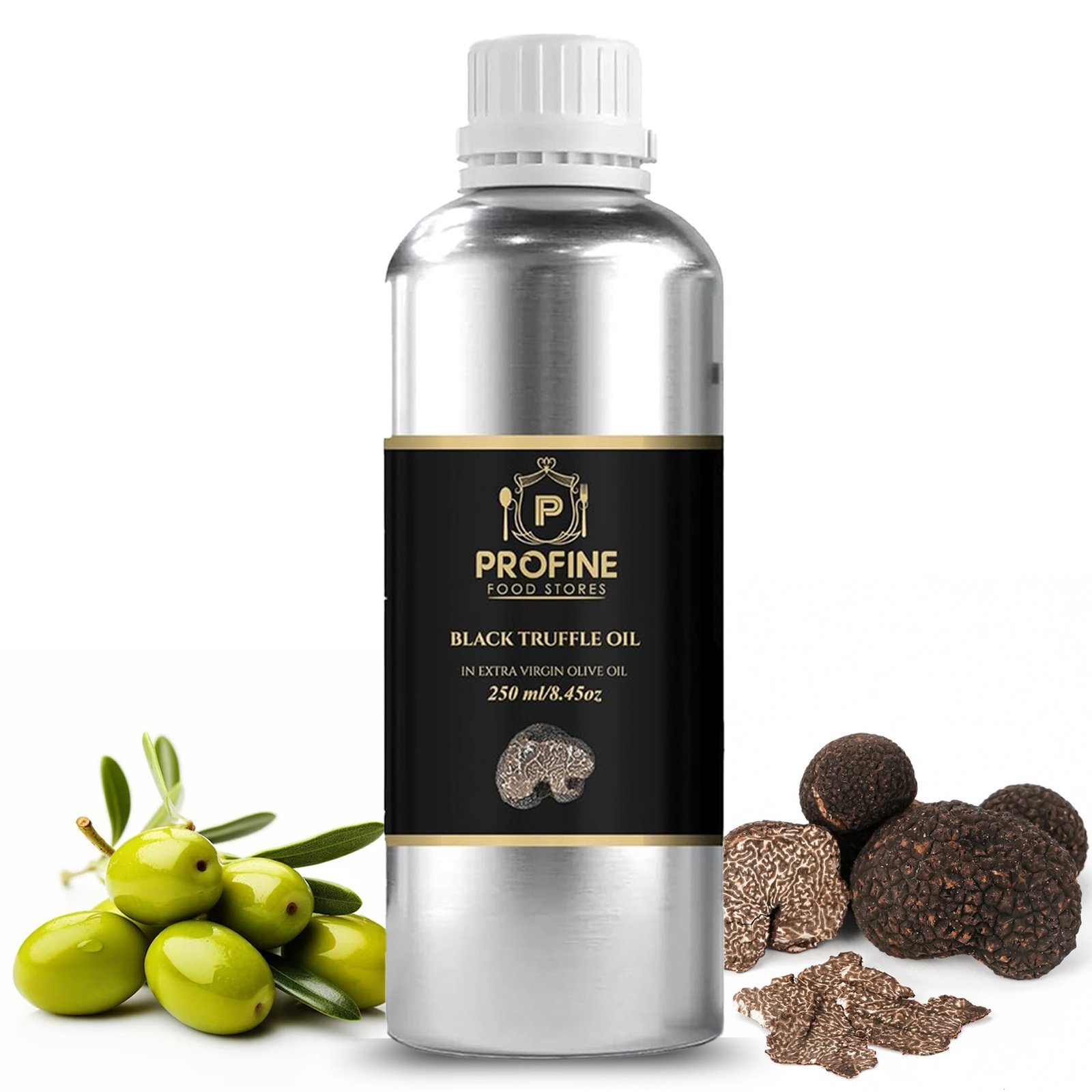 Premium Black Truffles Oil 250 ml Aluminium Bottle with Fresh Slices Of Black Truffle
