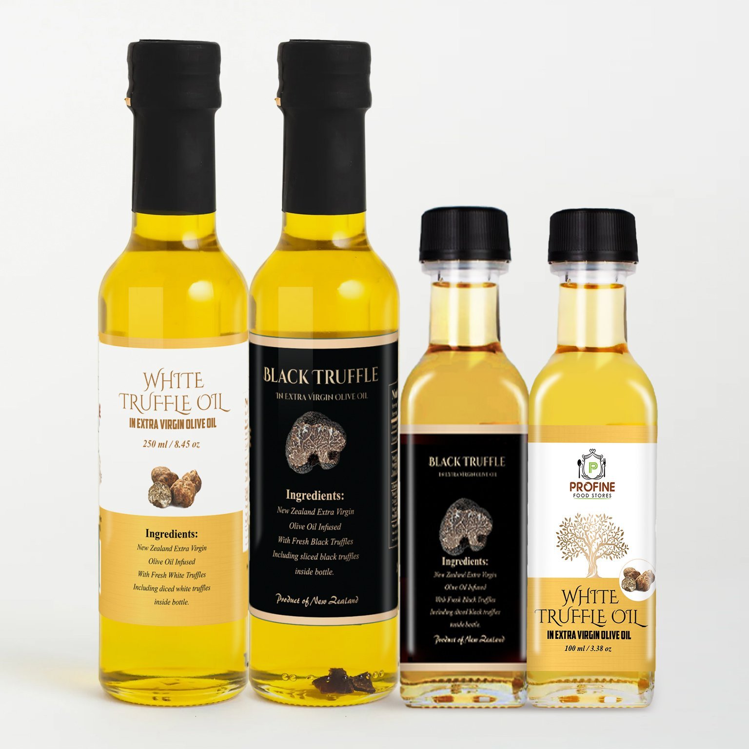 Fresh Charms Bundle as Black Truffle Oil 250 cc - White Truffle Oil 250 cc , Black Truffle Oil 100 cc , White Truffle Oil 100 cc